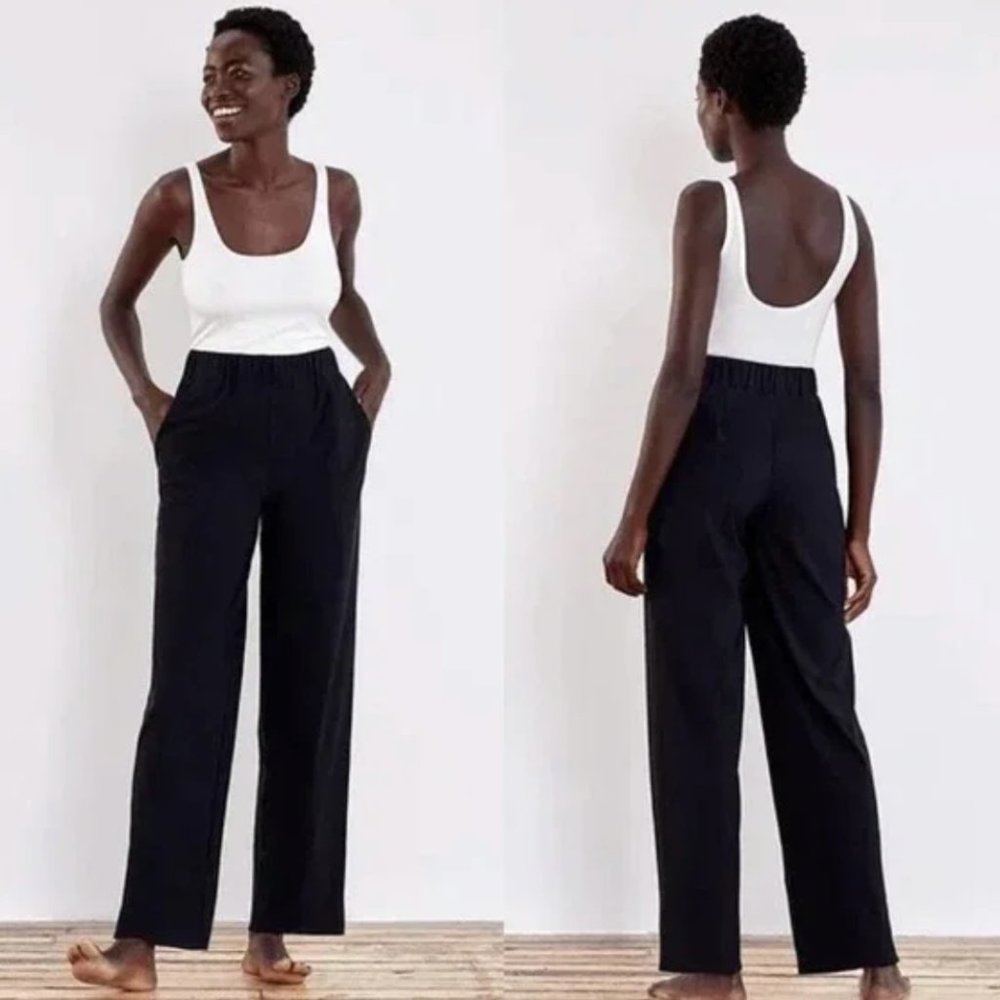 Aday Slow it Down Pant Black Pull On High Waist Trousers Travel Size Medium